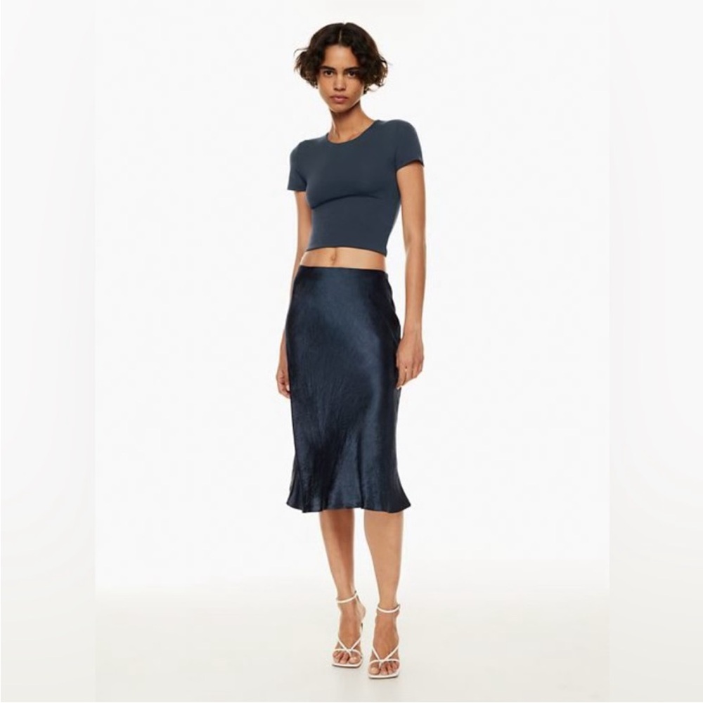 NWT Babaton by Aritzia Starboard Navy Midi Slip Skirt Size 6